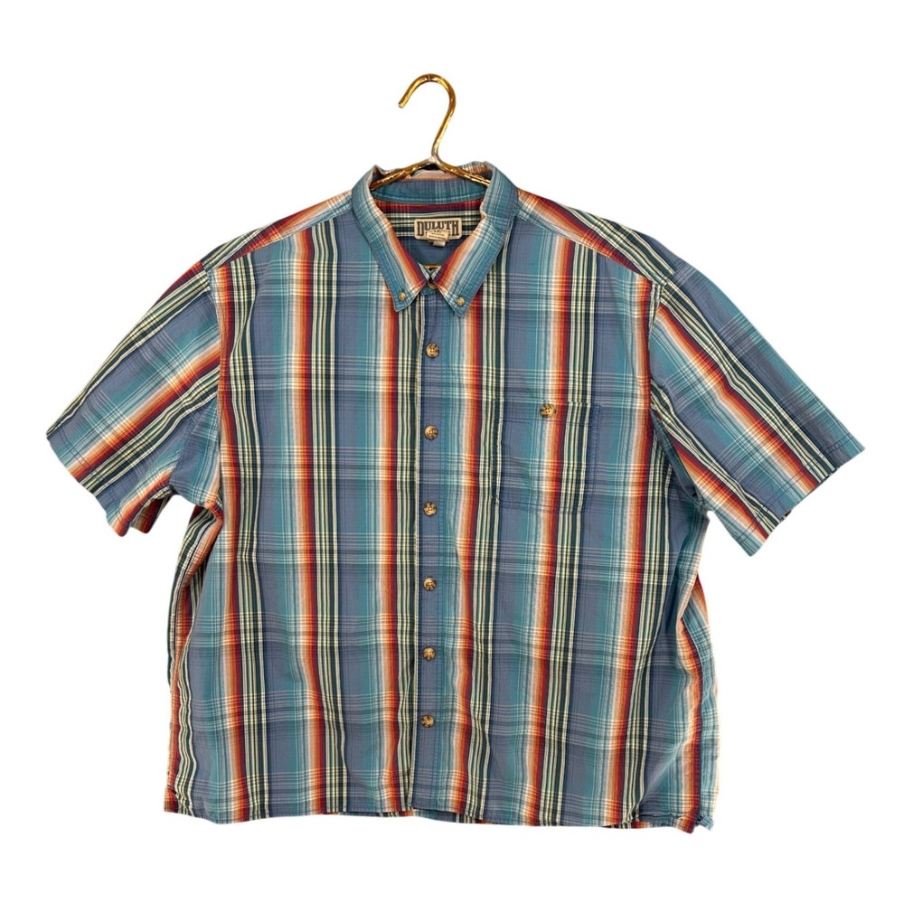 Duluth Trading Co Button Down Shirt Mens 3XL Blue Multi Excellent Vintage Stripe